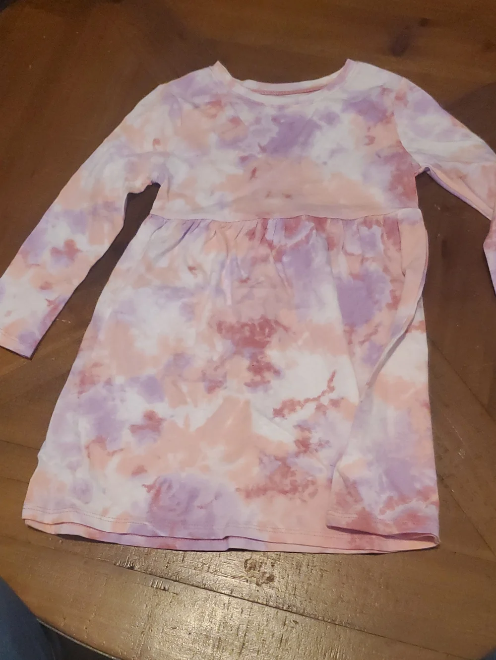 Old Navy Girls Tie-Dye Long Sleeve Dress - Pink & Purple